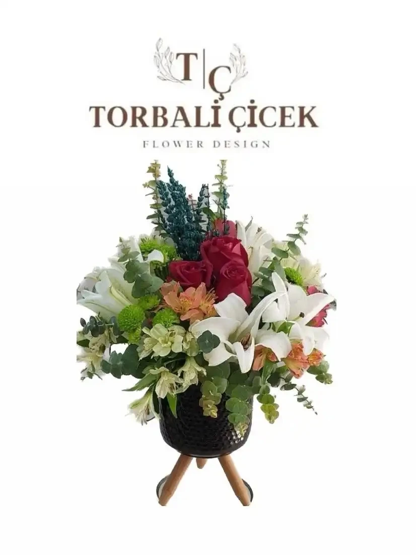 3 AYAKLI SERAMIKTE LUX CICEK 